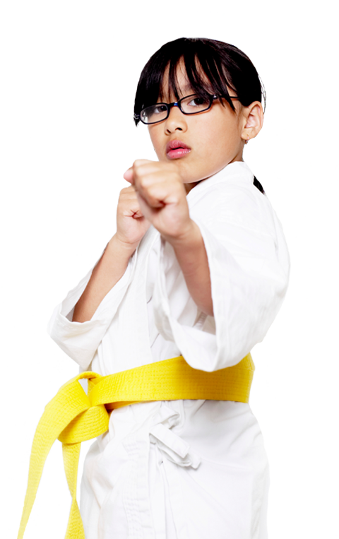 girl in a karate stance